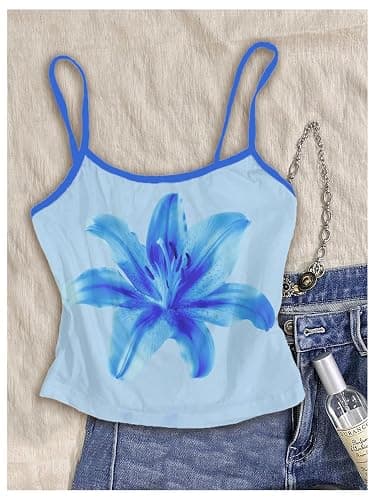 RoseSeek Women's 3 Pack Floral Graphic Cami Tops Slim Fit Sleeveless Tops Summer Camisole thumbnail 5