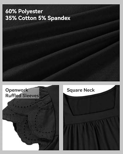 KEREDA Girls Short Sleeve Shirts Summer Tunic Tops Lace Openwork Ruffled Girls Cute Square Neck Clothes Blouse 5-14 Years thumbnail 4