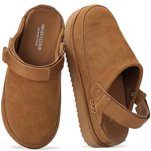 Project Cloud 100% Genuine Leather Platform Mule Clogs for Women | Memory Foam Insole; Adjustable Straps; Lightweight Platform; Non-Slip Sole; Womens Clogs & Mules; Genuine Leather Daily Wear - Image 1