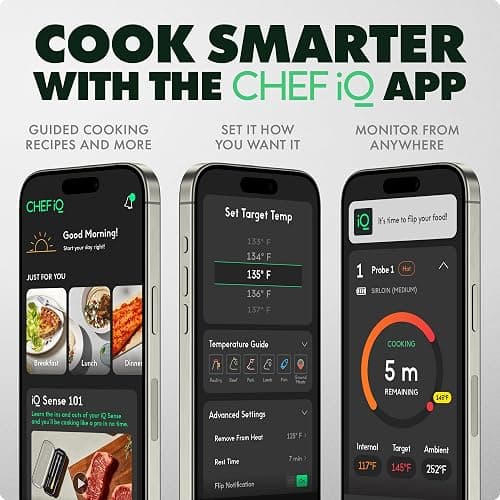 CHEF iQ Sense | Smart Wireless Meat Thermometer | Ultra-Thin Probe | WiFi Unlimited Range | 1000°F Heat Safe | 5 Sensors | BBQ, Grill, Oven, Smoker, Air Fryer | Gen3 thumbnail 3