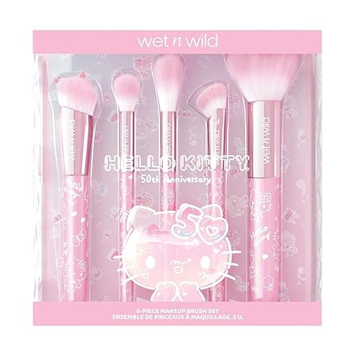 wet n wild Hello Kitty 5-Piece Makeup Brush Set, Buildable & Blendable Multifunctional Seamless Application, Cruelty-Free & Vegan Feathery Soft Bristles thumbnail 5