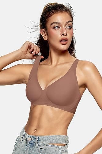 OEAK Womens Jelly Bras Wireless Deep V Bralette Comfy Push Up Tshirt Bras | Comfortable,support and lift,no underwire,bralettes,plunge,full coverage,invisible,balconette,minimizer,no show,soft thumbnail 5