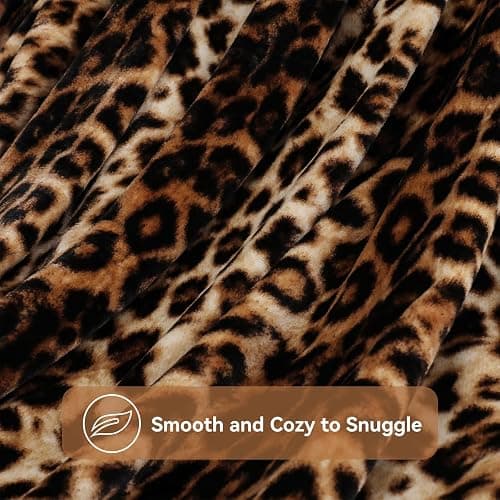KOKGYM Brown Leopard Print Throw Blanket, Soft Warm Plush Flannel Blanket for Couch Bed Travel, Trendy Animal Print Room Decor, Cozy Fluffy All-Season Blankets for Home Decoration, 50" x 60" thumbnail 5
