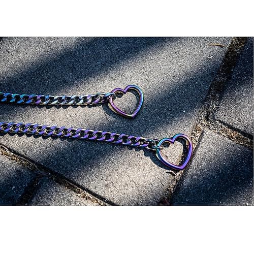 ADEMISHIA Heart O-ring Slip Chain Necklace For Women, Handmade Punk Gothic Cuban Necklace Jewelry Adjustable Lariat Y-Necklace - Rainbow - 34" thumbnail 6