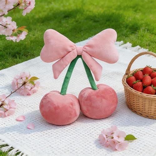 Novohive Room Decor Home Decor Throw Pillows Bow Cherry Plush Pillows Cute Pillows Decorative Pillows Couch Pillows,6" thumbnail 5