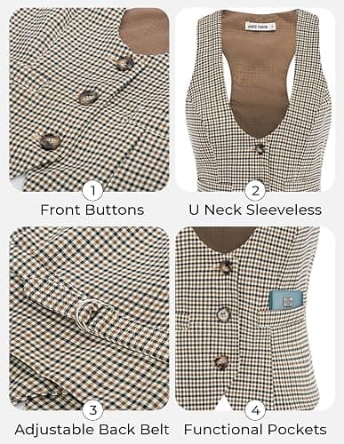 GRACE KARIN Women's Suit Vest Top, Dressy Casual Sleeveless Button Wasitcoat, Fromal Steampunk Blazer For Work Office thumbnail 3