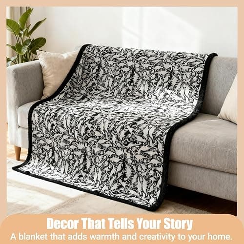 DIY Coloring Blanket, Washable Color Your Own Fleece Throw Blanket for Kids and Adults Soft Cozy Art Project, 46x56 Inch, Creative Home Bedroom Decor and Family Activity Gift (F) thumbnail 4