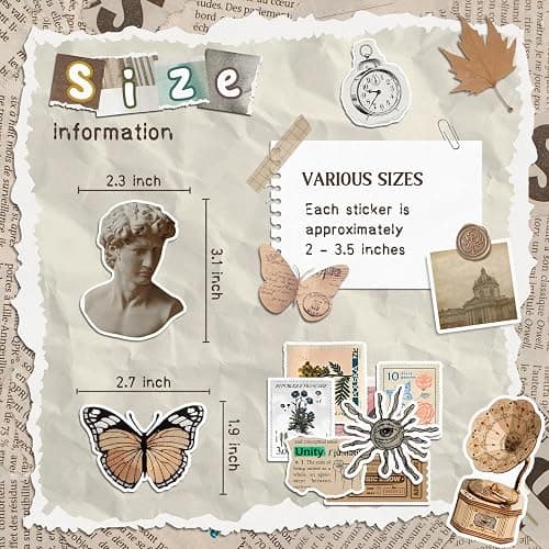 300 Pcs Vintage Stickers, Junk Journal Supplies, Cute Stickers for Journaling Supplies, Junk Journal Supplies, DIY Paper Crafts, Water Bottle Laptop Computer thumbnail 7