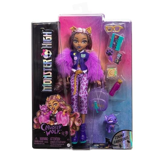 Monster High Clawdeen Wolf Doll with Pet Dog Crescent & Accessories Like Backpack, Planner, Snacks & More thumbnail 6
