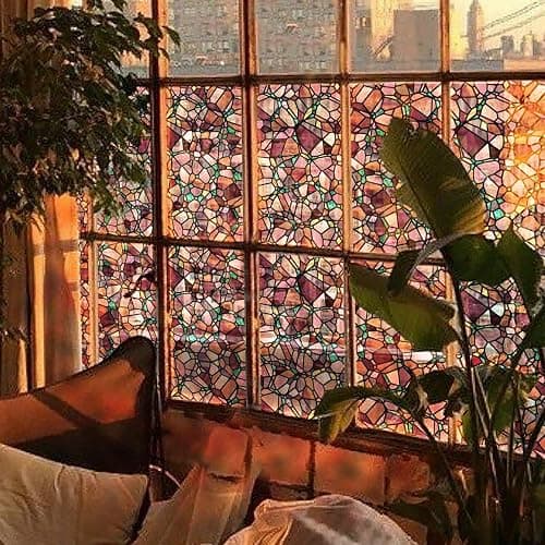 ChicSkin handgezeichnet Fensterfolie bunt Herbst Pop Kieselsteine 43X287CM | Original folie für fenster,Statische fensterfolie Wohnzimmer Schlafzimmer Küche Büro buntglas fensterfolie Fensterdekoration - Image 1