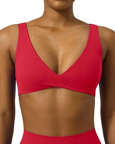 PAVOI ACTIVE Twist Front Sports Bra for Women - Two Ways Customizable Coverage Workout V Plunge Front & Back Bra, FlexFlow - Image 1