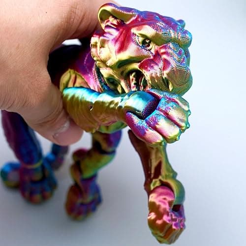 3D Printed Tiger Model,Flexible Realistic Articulated Animal Fidget Toys,Mystery Figurines Gifts for Easter,Executive Desk Funny Décor and Festival Collectible,Easter Basket Stuffers (RYB) thumbnail 8