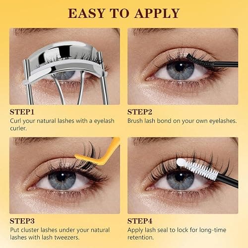 QUEWEL Lash Cluster Kit, 144pcs Cluster Lashes with Strong Hold Lash Bond and Seal Waterproof, Lashes tweezers and 5ml Eyelash Remover Easy to Use for DIY Eyelash Extensions at Home (BaBi Kit Style B) thumbnail 7