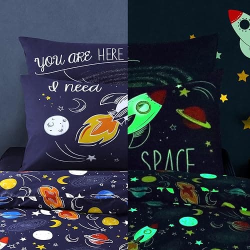 Velosso Glow in the Dark Space Bedding Set Quilt Cover and Pillowcase (Single Bed) thumbnail 4
