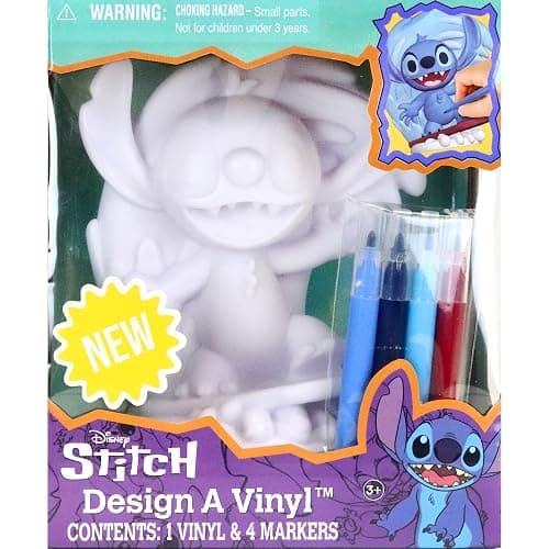 Tara Toy Disney Stitch Design A Vinyl Surfing Edition DIY Coloring Craft Set with Washable Markers Creative Toy for Ages 4+ Official Product - Image 1