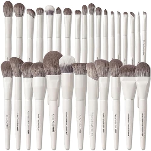 Vynestra 30 Pcs Pro Grade Makeup Brushes Set with Dense Ultra Soft Bristle | White Elegant Design Luxury Make up Brushes for Foundation,Face Blending Powder,Contour,Bronzer,Highlight,Concealer,Eyeshadow - Image 1