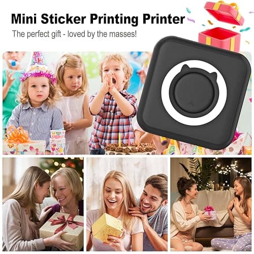 HUIJUTCHEN Mini Pocket Printer Portable Thermal Photo Printer with 10 Rolls Printing Paper for Android or iOS APP, Bluetooth Inkless Printer Labler Maker (Black) thumbnail 2