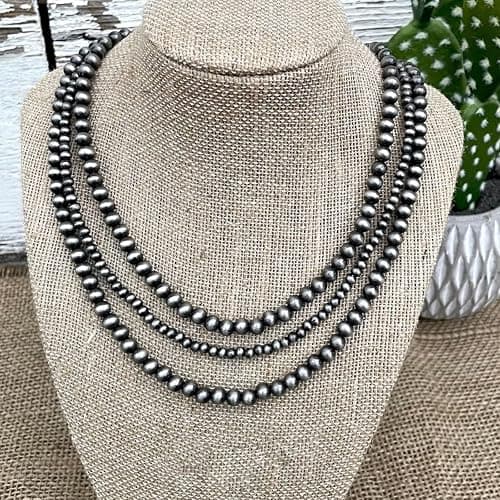 Navajo Pearl Necklace Western Jewelry for Women Boho Layered Beaded Necklaces Country Concert Outfits Accessories thumbnail 7