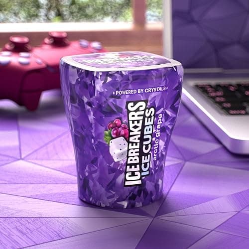ICE BREAKERS Ice Cubes Arctic Grape Sugar Free Chewing Gum Bottles, 3.24 oz (6 Count, 40 Pieces) thumbnail 6