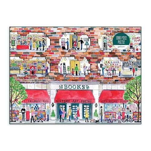 Galison Michael Storrings A Day at The Bookstore 1000 Piece Puzzle from Galison - Beautifully Illustrated Jigsaw Puzzle of a Local Bookstore, 27" x 20" Fun & Challenging, Unique Gift Idea thumbnail 2