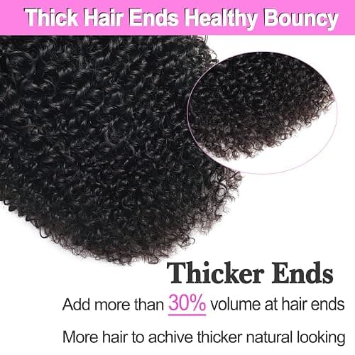 Kinky Curly Clip in Hair Extensions Human Hair 14 Inch 3C 4A Kinky Curly Hair Extensions Clip Ins for Black Women Double Weft Real Brazilian Remy Human Hair 7 Pcs with 24 Clips,Natural Black thumbnail 3