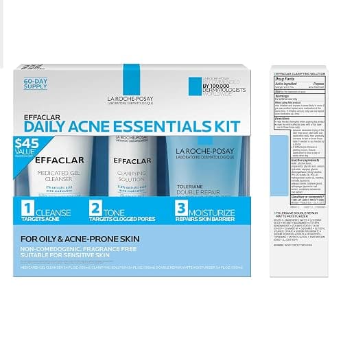 Effaclar Daily Acne Essentials Kit, Acne Treatment System, Salicylic Acid Acne Cleanser, Pore Refining Toner, & Matte Face Moisturizer for Oily Skin & Combination Skin, Oil-Free, 2 Month Supply thumbnail 2