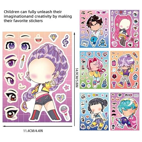 32Pcs Demon Hunters Stickers, Korean Idol DIY Dress-Up Stickers, Waterproof Vinyl Stickers for Laptop Phone Skateboard Water Bottle, Cute Korean Fashion Gift for Kpop Fans thumbnail 3