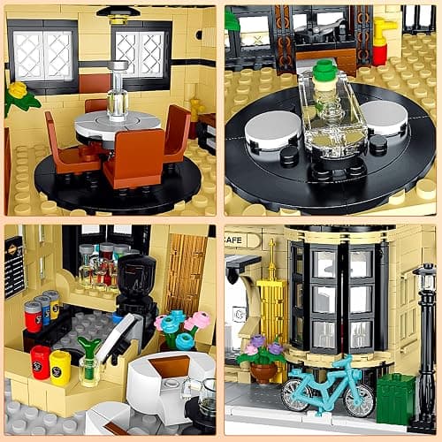 CAMPIR City Cafe Building Block Set with LED Light, 1443 PCS Modular Architecture Three Story City Cafe Building Blocks Toys Cafe Construction Model for Kids, Teens and Adults thumbnail 4