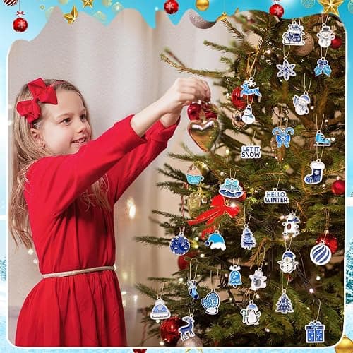 SANNIX 110Pcs/55 Pairs Christmas Winter Charms, Winter Charms for Jewelry Making, Assorted Snowflake Penguin Snowman Polar Bear Gold Enamel Charm Pendants for DIY Bracelet Necklaces Earrings Craft thumbnail 5