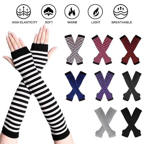 DOOVID Women Long Arm Warmers Fingerless Gloves Arm Warmer Winter Knit Thumb Hole Gloves thumbnail 4