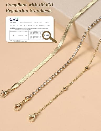 MOGASA 3-Teiliges Fußkettchen für Damen Set | Elegante Verstellbare Fussketten für Frauen | Edelstahl Fußkette Gold & Silber | Hypoallergen & Wasserdicht | Ideal als Geschenk thumbnail 6