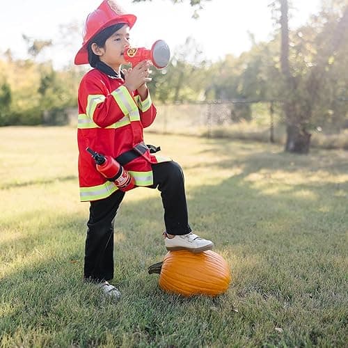 Melissa & Doug Fire Chief Role Play Costume Dress-Up Set Pretend Fire Fighter Outfit With Realistic Accessories, Firefighter Costume For Kids And Toddlers Ages 3+ thumbnail 8