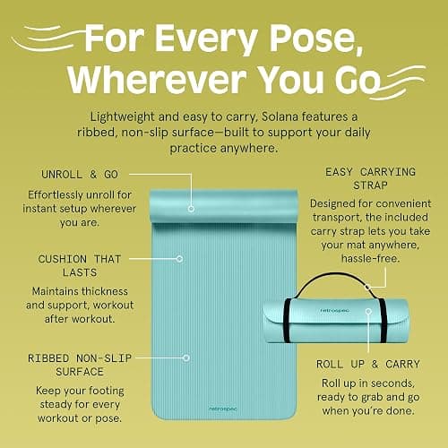 Retrospec Solana Yoga Mat Thick 1/2in Non-Slip Workout Mat with Nylon Strap - 72x24in Exercise Mat for Pilates, Stretching & Fitness - BPA Free, Easy Clean thumbnail 5