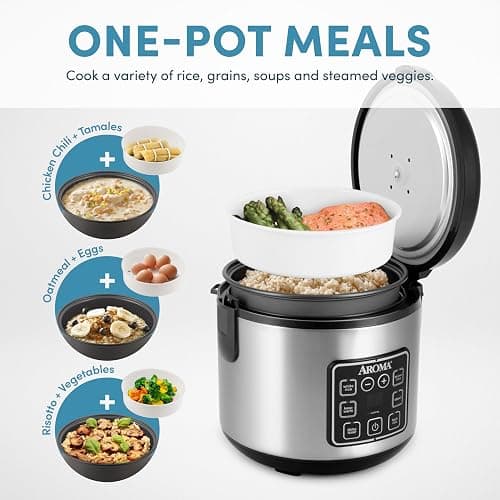 AROMA Digital Rice Cooker, 4-Cup (Uncooked) / 8-Cup (Cooked), Steamer, Grain Cooker, Multicooker, 2 Qt, Stainless Steel Exterior, ARC-914SBD thumbnail 4