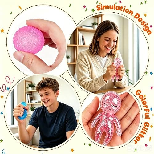 4PCS Squishy Glitter Squeeze set, Cute Glitter Malt Sugar Ultra-Soft Slow Rising Stretchy Stress Ball,Axolotl,Baby,Sensory Squishy with Slow Rebound Satisfying Feel, Birthday & Classroom Prizes (4pcs) thumbnail 4