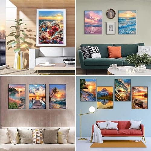 CreateJoy 12 Pack 5D Diamond Art Kits for Adults - Beach Diamond Art DIY Paint with Round Full Drill Diamond dots for Beginners, Gem Paintings for 12X16 Inch Home Wall Decor thumbnail 2