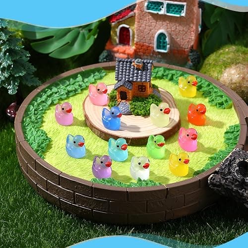 252Pcs Luminous Mini Resin Ducks, 18 Colors Tiny Duck Bulk Glow in The Dark Cute Tiny Ducks Resin Miniatures Fairy Garden Aquarium Dollhouse Landscape Decorations Mini Stuff Figures for Home Decor thumbnail 7