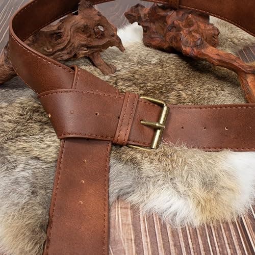 Renaissance Belt Pouch Coin Purse Skirt Hike Set Medieval Festival Costume Halloween Accessories Casual Fanny Pack Waist Bag (2Pouch-Brown) thumbnail 8