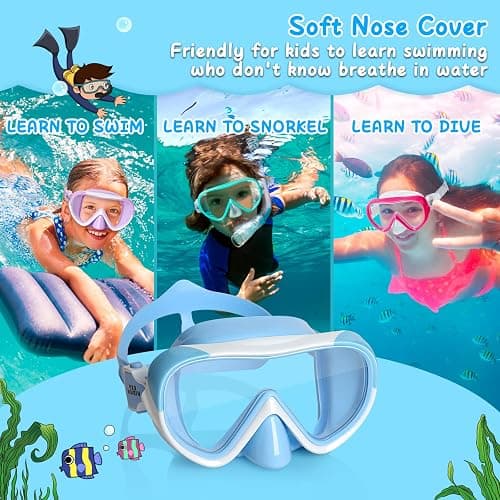 Kids Swim Goggles with Nose Cover 180° Panoramic Child Diving Mask Anti-Fog Swim Mask Swimming Goggles for Kids 4-15 thumbnail 7