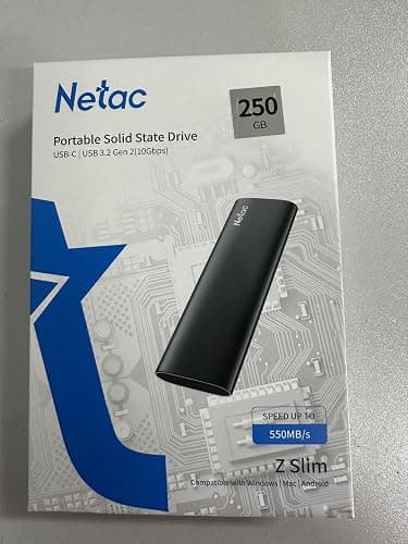 Netac Portable SSD 250GB USB 3.2 Gen 2 (10 Gbps, Type-C) External Solid State Drive PSSD Mobile SSD 250GB, Business Travel Essential, Deep Black thumbnail 8