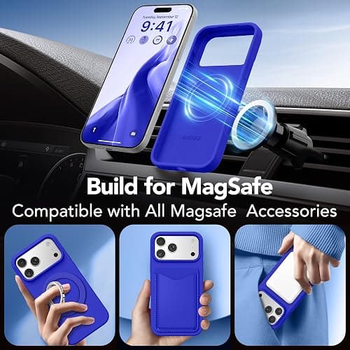 GONEZ Magnetic for iPhone 17 Pro Case, Compatible with MagSafe, [Screen Protector + Camera Lens Protector], Liquid Silicone Anti-Scratch Shockproof Protective Phone Case 6.3 inch, Cobalt Blue thumbnail 4