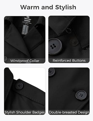 wantdo Women's Plus Size Trench Coat Double-Breasted Waterproof Lapel Overcoat Stylish Pea Coat with Detachable Hood thumbnail 5