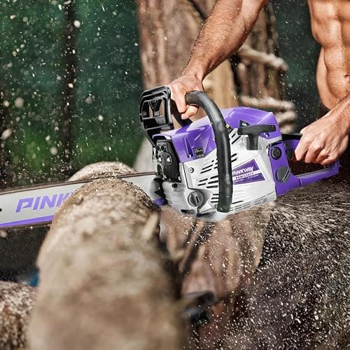 63cc Gas Chainsaws 20 Inch Bar Power Chain Saws, Gas Powered Chainsaw 2 Stroke Handed Petrol Gasoline Chain Saw for Cutting Wood Outdoor Garden Farm Home Use with Tool Kit(63ACK) thumbnail 2