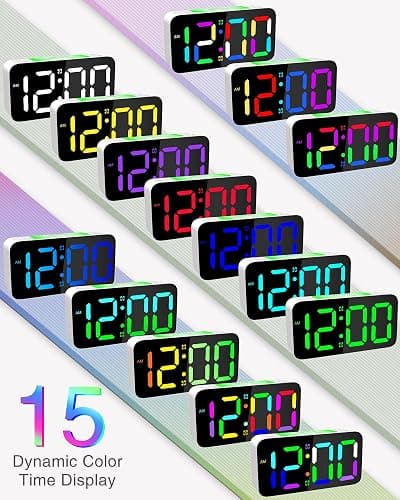 Vibrating Loud Alarm Clock with Bed Shaker, 15 RGB Colors & 7" Large Mirror Display,7-Color Nightlight,USB Charger,4 Dimmer,Battery Backup,Bedroom Clock for Heavy Sleeper Hearing Impaired Deaf Elderly thumbnail 3