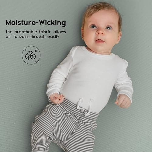 Yoofoss Baby Crib Sheets for Boys Girls, Fitted Crib Sheet 2 Pack for Standard Crib and Toddler Mattress, Super Soft Microfiber Baby Sheet 28x52x8in(Green+Leaf) thumbnail 5