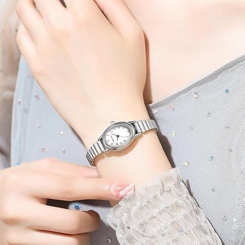 BOFAN Small Gold Watches for Women Easy Read Ladies Quartz Wrist Watch with Stainless Steel Expansion Band,Waterproof. thumbnail 6