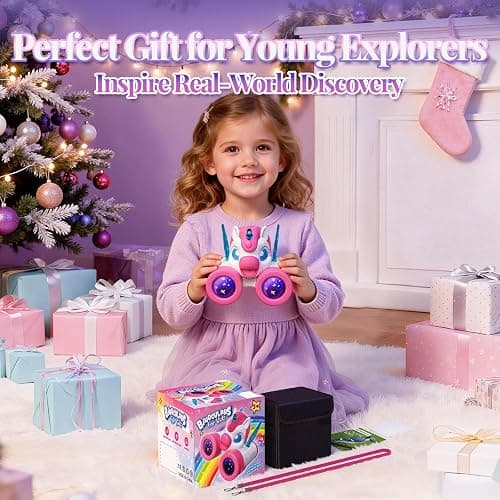 Unicorn Toys for Girls Age 3-12,Cute Heart & Wings Design Kids Binoculars with Bird Watching Manual,Toddler Toys,Kids Stocking Stuffers,3 4 5 6 7 8 9 10 11 12 Year Old Girl Christmas Birthday Gifts thumbnail 2