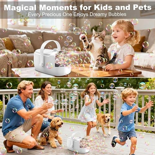 Bubble Machine Durable Automatic Bubble Blower, 18000+ Big Bubbles Per Minute Bubbles for Kids Toddlers Bubble Maker Operated by Plugin or Batteries Bubble Toys for Indoor Outdoor Birthday Party thumbnail 7