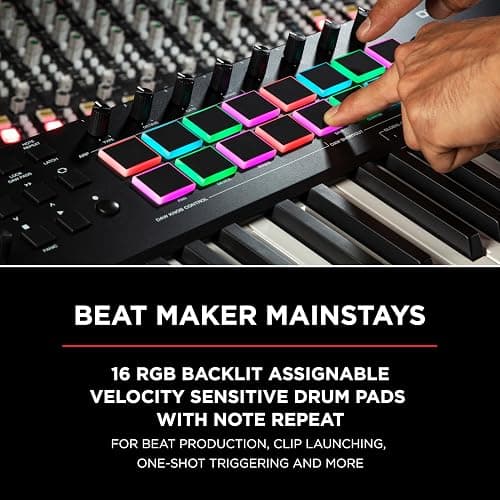 M-AUDIO Oxygen Pro 61 Key USB MIDI Keyboard Controller With Beat Pads, MIDI-assignable Knobs, Buttons and Faders, and Native Instruments Sound Package (NKS Integration) thumbnail 5