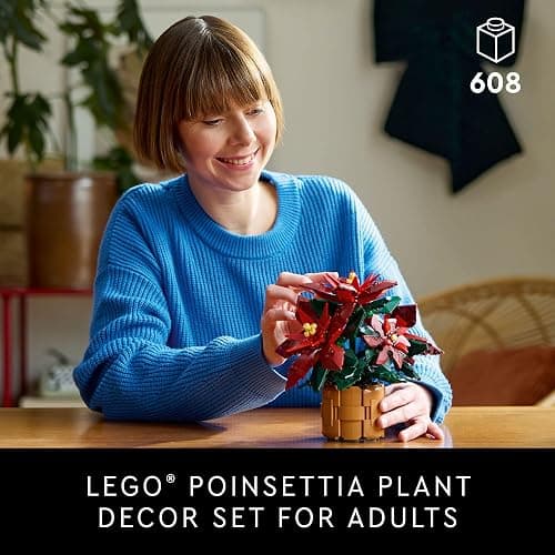 LEGO Icons Poinsettia Building Sets for Adults - Artificial Flowers for Decoration - Christmas Flowers for Table Centerpiece - 10370 thumbnail 2